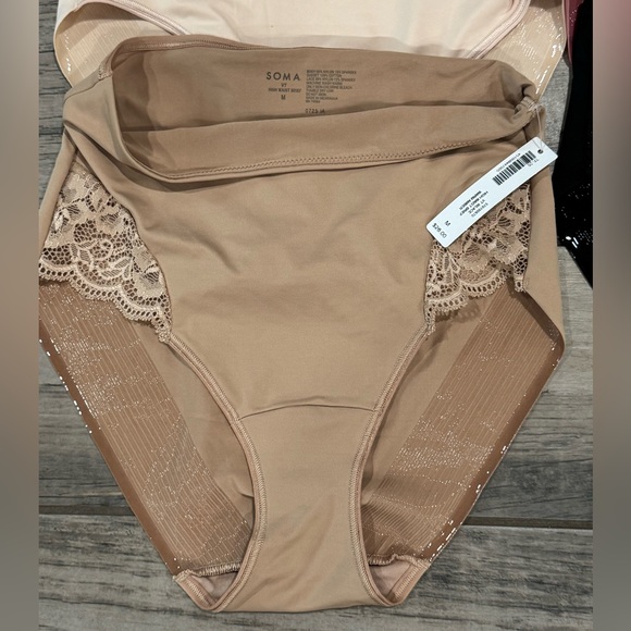 SOMA| VANISHING TUMMY|High-Waist Brief Panty with Lace-Medium-4 pairs(LOT) - Picture 3 of 10